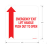 DECAL - SCHOOL BUS, LETTERING/WARNING LABEL, EMERGENCY DOOR OPERATIONAL INSTRUMENT ENGINE RED/WHITE